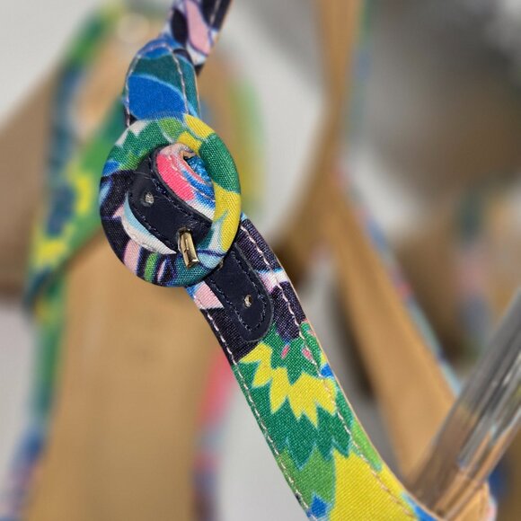 Talbot's Women's Floral Print Block Jute Heel Sandals Size 6 - Picture 5 of 6